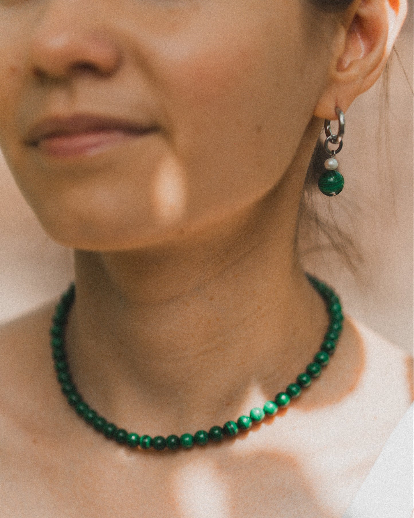 Malachite Pendant with Pearl